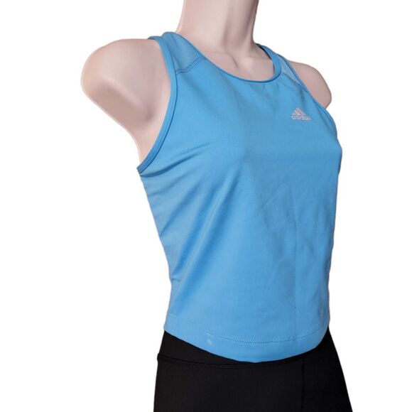 Adidas Climalite Active Tank Top Women's Size Medium Blue Scoop Neck Racer Back - Picture 2 of 8
